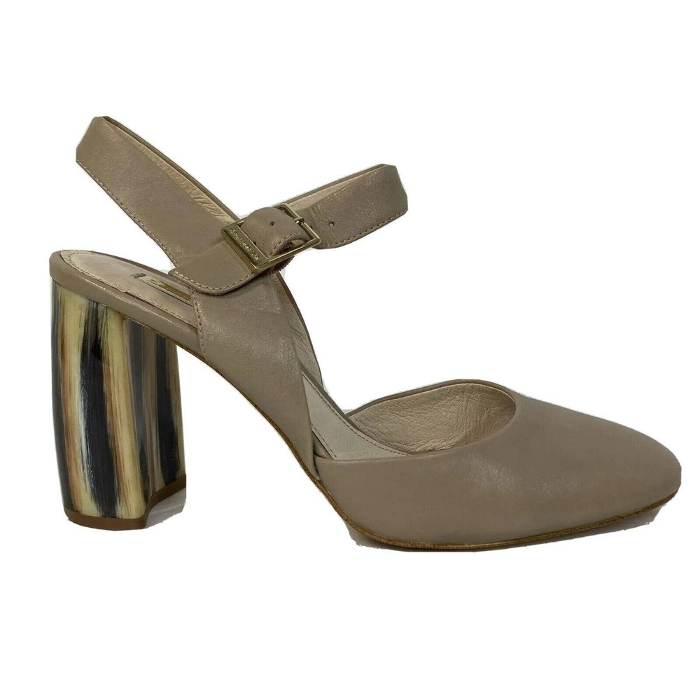 Louise Et Cie Shoes Womens 10 Beige Leather Mary Jane Pumps Tortoise Heel Buckle